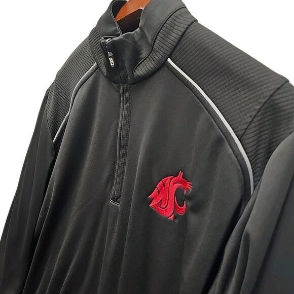 Washington State Cougars Cutter & Buck Mens M WeatherTec pullover Black 1/4 Zip - Picture 4 of 10